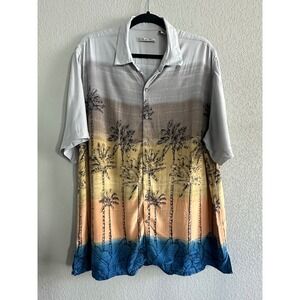 Batek Bay Button Down Shirt Men XXL Tropical Palm Tree Rayon Vacation Cruise